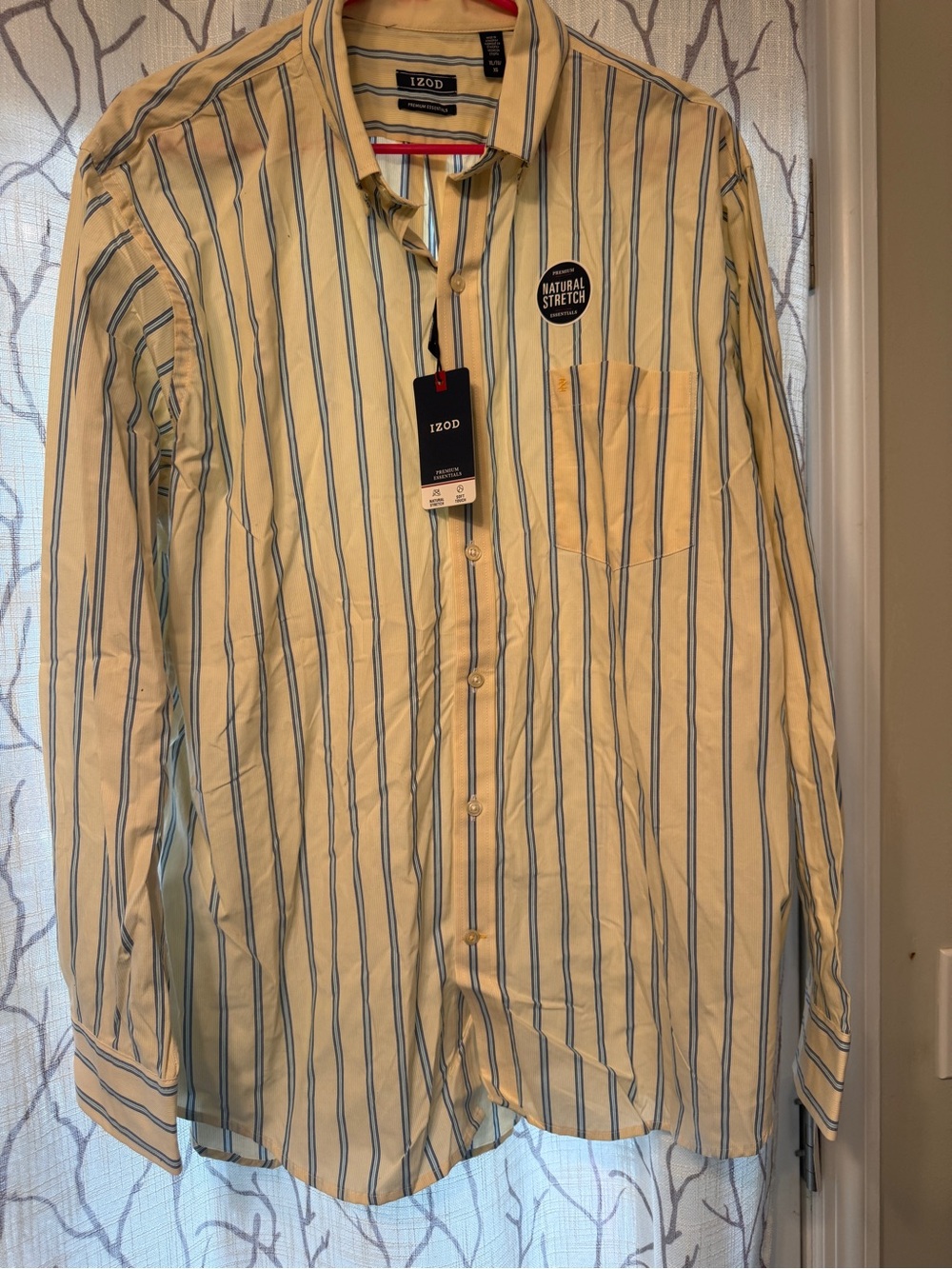 Izod Men’s Yellow and Blue Stripe Button-Down Shirt